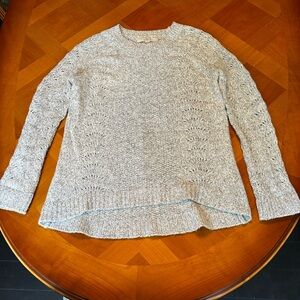LOFT Women’s S Gray Sweater Tunic Knit Crew Neck Winter Soft Cute Warm Office